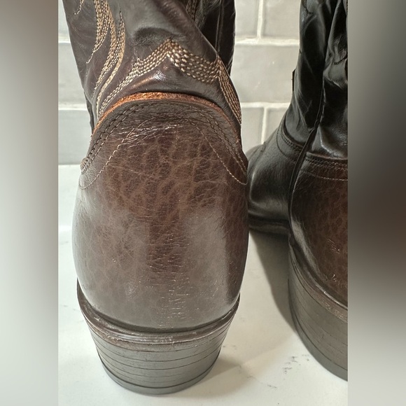 Vintage Dan Post Leather Brown Cowboy Boots Size 10D - Picture 8 of 16